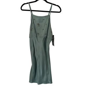 De Laru Y2K Dress Juniors Size 9/10 Green Satin Embroidered 90s Fairycore Party